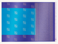 Full-length view of the Aruvi saree showing the turquoise body and violet woven pallu laid flat.