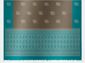Kayal antique bronze and turquoise pure silk saree showing silver medallion body and diamond-woven pallu