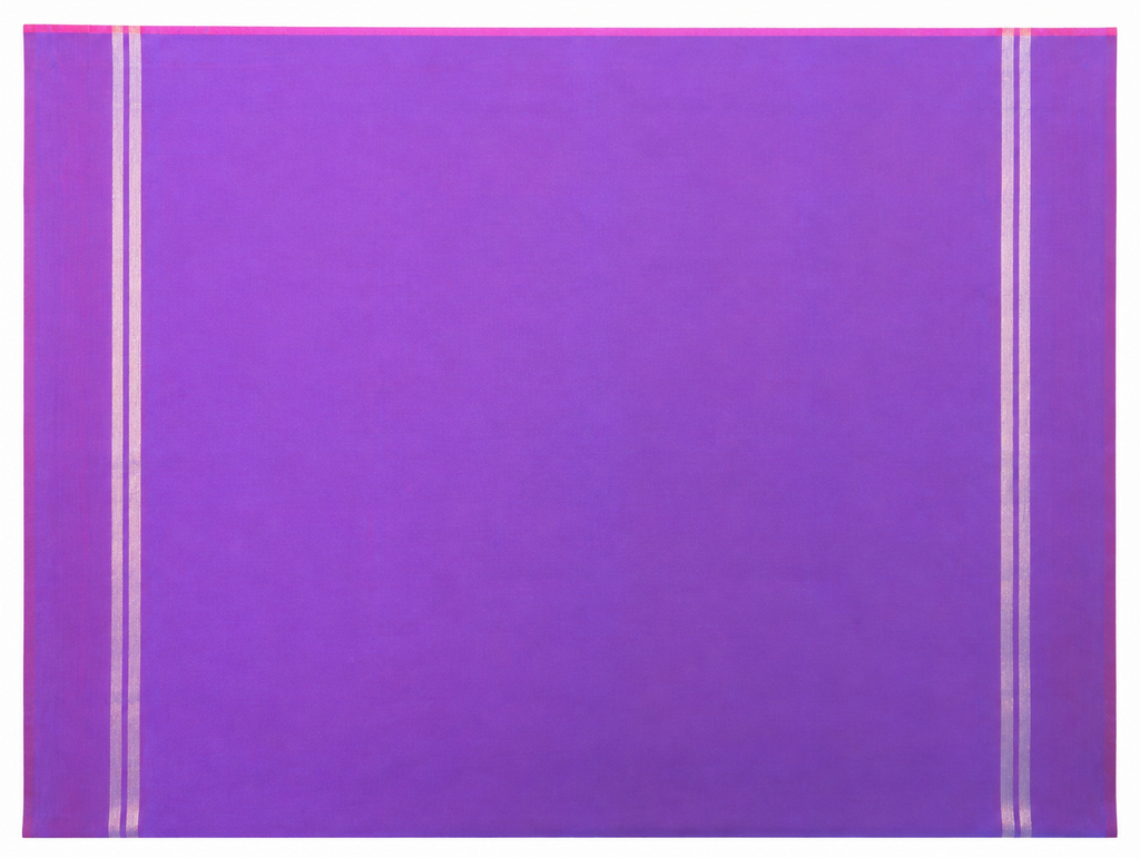 Matching plain orchid-magenta purple unstitched pure silk blouse material with two narrow pale metallic edge lines.